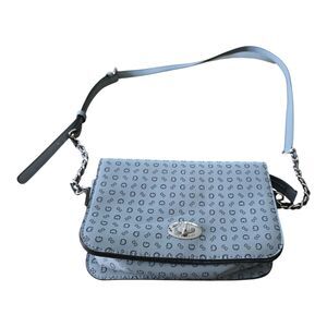 GUESS Women’s Shoulder Purse Crossbody Gray Logo Print with Chain Detail